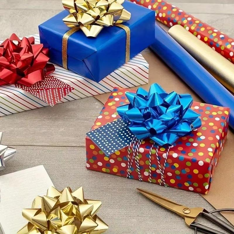 Small Star Bows Self-adhesive Star Flower Ribbon Star Bows for Holiday Christmas Birthday Party Decoration Gift Wrapping