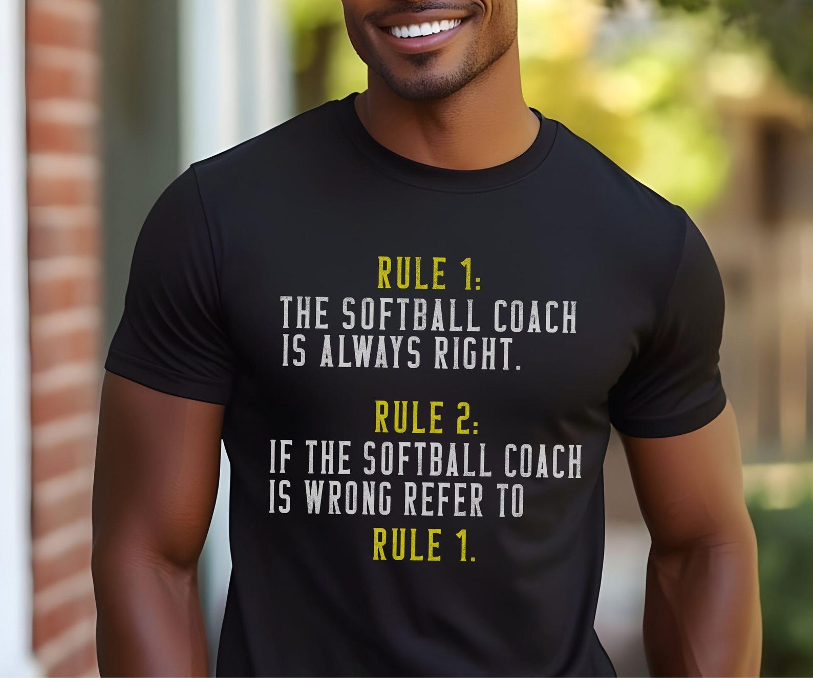 Softball Coach Rules Shirt | Funny Softball Coaching Tee | Rule 1 The Softball Coach is Always Right | Gift for Softball Coaches L