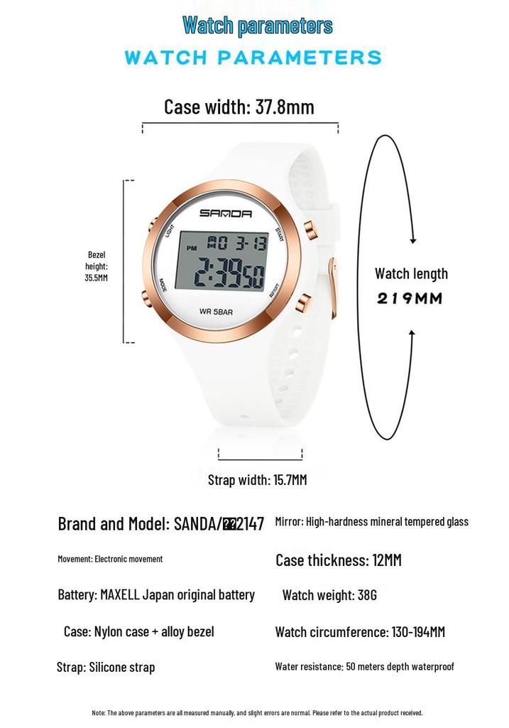 Sanda Colorful Multi-Function Waterproof Sports Watch for Men & Women