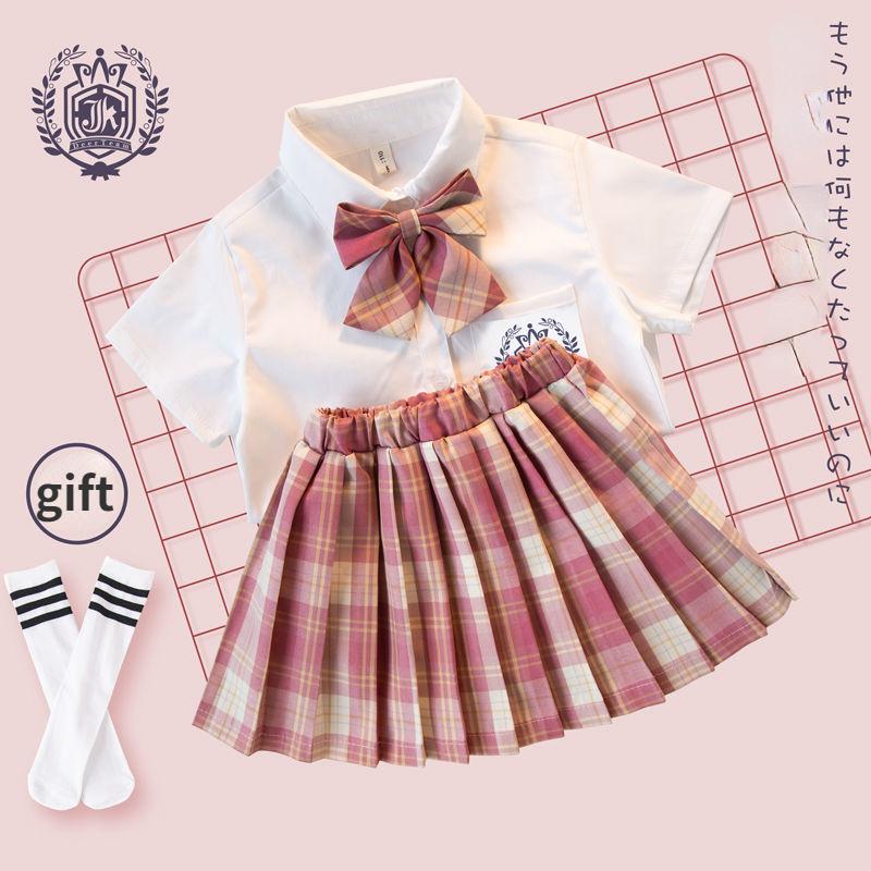 Children's Short-Sleeved JK Uniform Skirt Full Set Girls' Suit Student Uniform