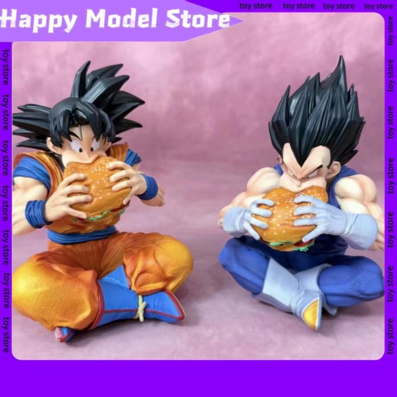 In Stock Wukong Vegeta Gnawing On Hamburgers Figure Fun Sitting Posture Wacky Anime Model Collection Desktop Ornament Toy Gift