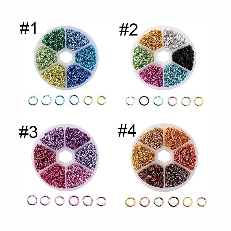 

1080 шт./коробка Смешанный цвет 6x0,8 мм Алюминиевая проволока Одинарные петли Разъемное кольцо Открытые кольца для поиска ювелирных изделий style4