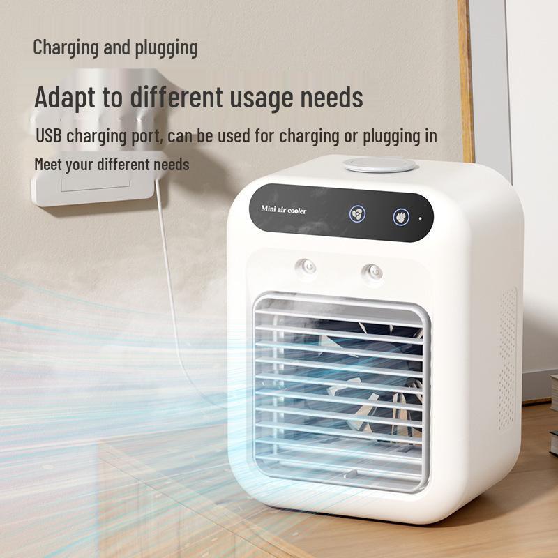 USB Portable Desk Fan with Humidifying Spray – Mini Cooling Air for Home and Office Dual-use English Packaging