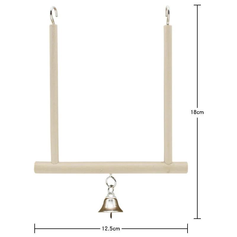 

Деревянная качающаяся трапеция с колокольчиком, клетка для птиц, игрушка для волнистого попугайчика, канарейки, 12см x 18см 12cm x18cm