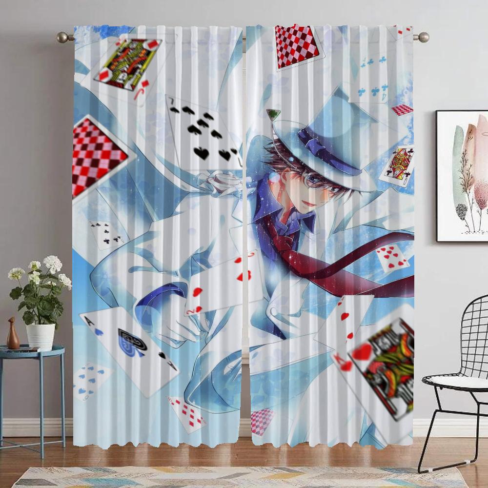 Kaitou Kiddo Kitchen Curtains for Living Room Partition Halloween Decoration Tulle for Bedroom Blackout Curtain Shades Elegant