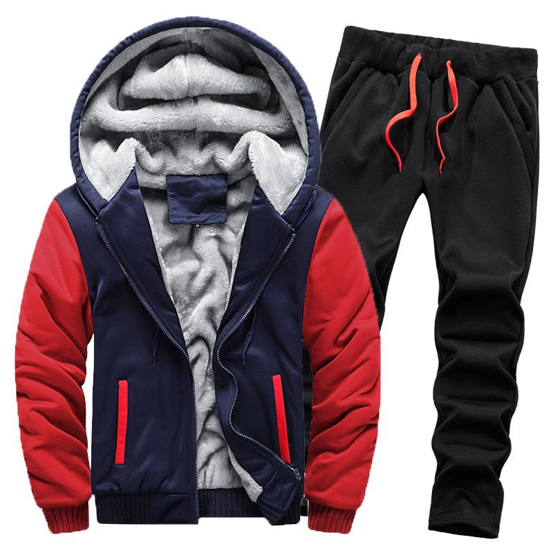 Velvet Sweater Suit Men's Thickened Warm Cardigan Autumn Winter Sports Hooded Men