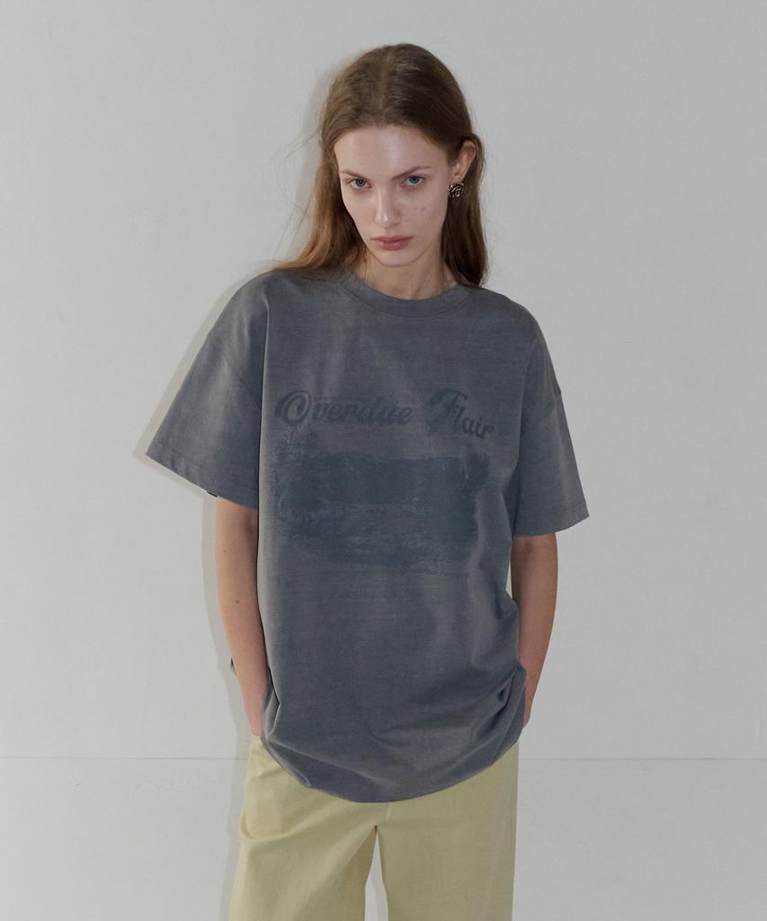 Obeodyupeulleeo New Vintage Printing T-Shirt_Charcoal