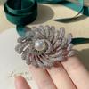 DIY Copper-Plated Gold Zircon Sunflower Brooch with Pearl Corsage Setting