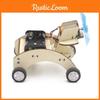 Kinder DIY Holz Wissenschaft Windbetriebenes kleines Auto Modellbausatz Anpassbares Lernspielzeug