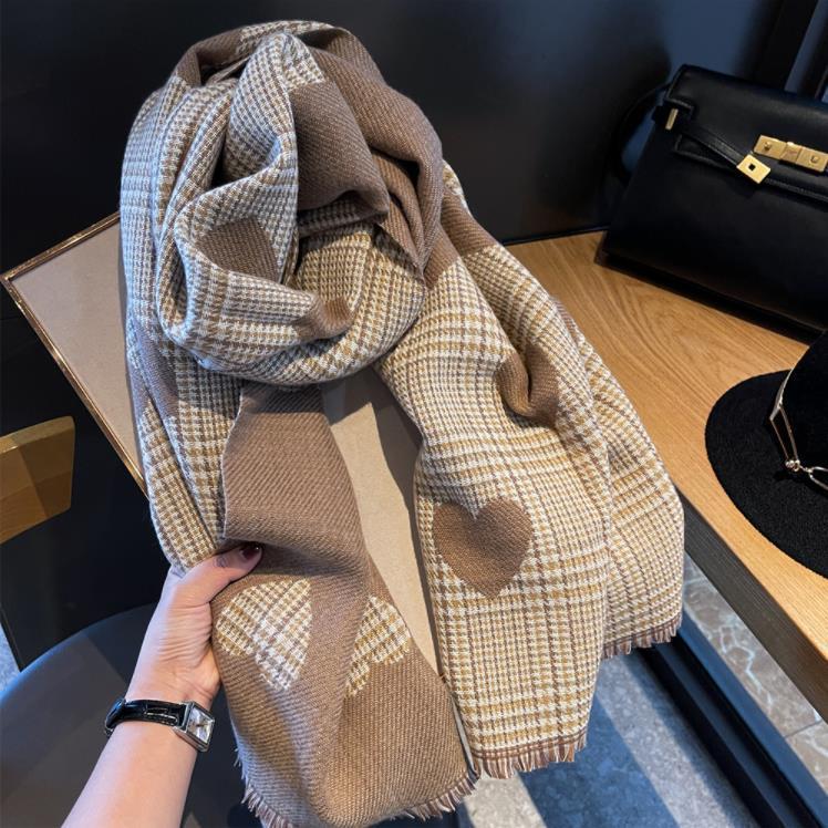 Winter-Imitat-Kaschmirschal Damen Herbst- und Winter-verdickter Fransen-Schal Zweifach verwendbar Warm und vielseitig