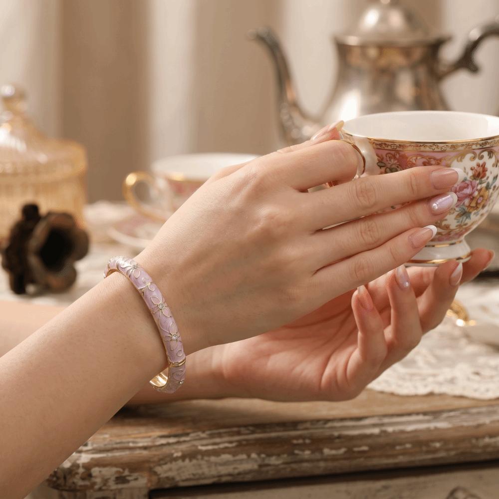 Classic Enamel Dropped Glaze Bangle Encrusted Oil Drop Bracelet Cloisonne Bracelet Women Gifts