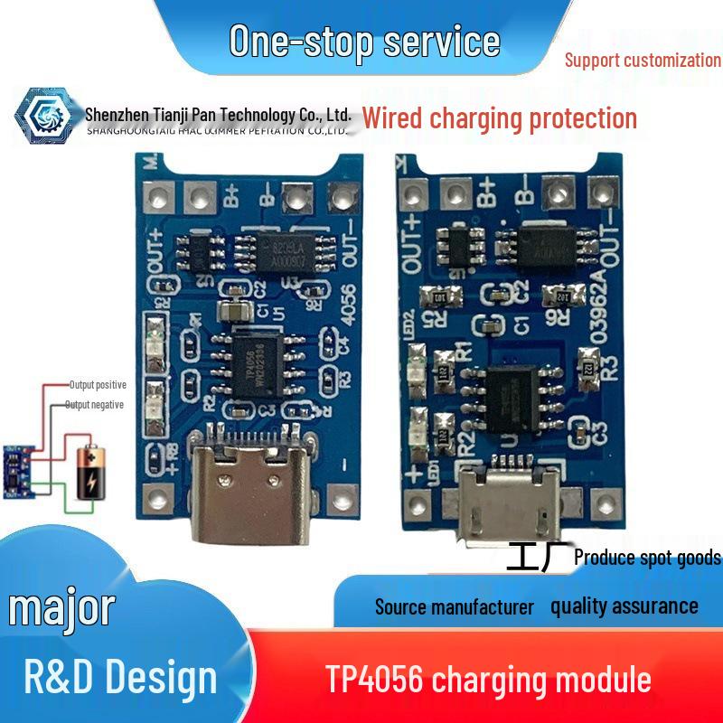 TP4056 1A Type-C Lithium Battery Charger & Protection Module for 18650 Batteries