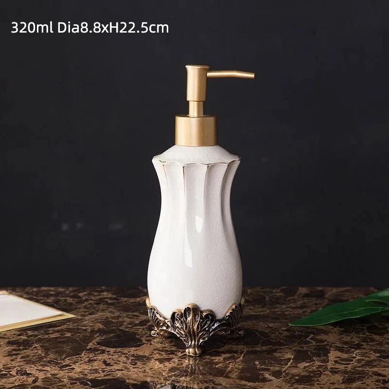 Handmade Retro Ceramic Bathroom Set | European Style Soap Dispenser, Toothbrush Cup & Soap Dish