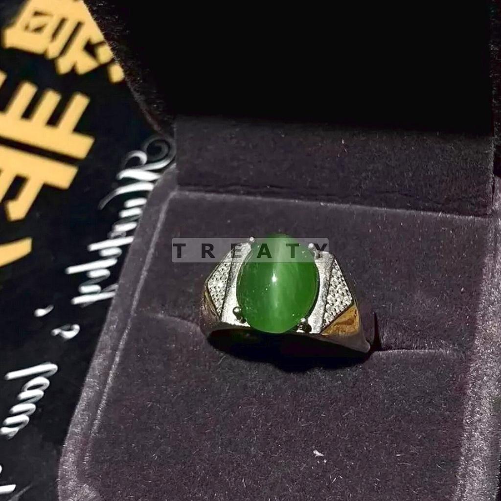 Jade Oval Cut Gemstone With 925 Sterling Silver Ring For Men's #349 JL375732478132