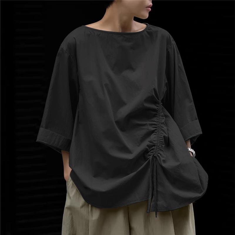 

ZANZEA Женская повседневная блузка с круглым вырезом, рукавами 3/4, свободного кроя, на кулиске XL