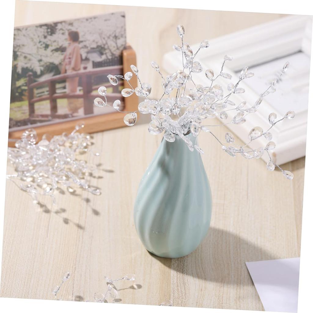 NUOLUX 25pcs Beaded Flowers, Hydrangea Bouquet Filler, Peony, Wisteria, DIY Flower Stems, Lifelike Flower Picks, Artificial Miniature Flowers, White