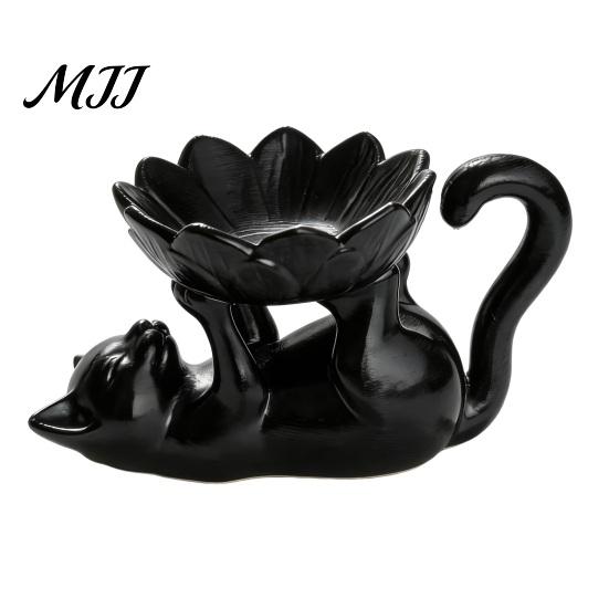 Gifts for Women Girls 3D Printed Lazy Lying Cat Lotus Jewelry Tray, Cute Figurine Desktop Organizer Tray Trinket Dish, Catchall Rings Earrings
