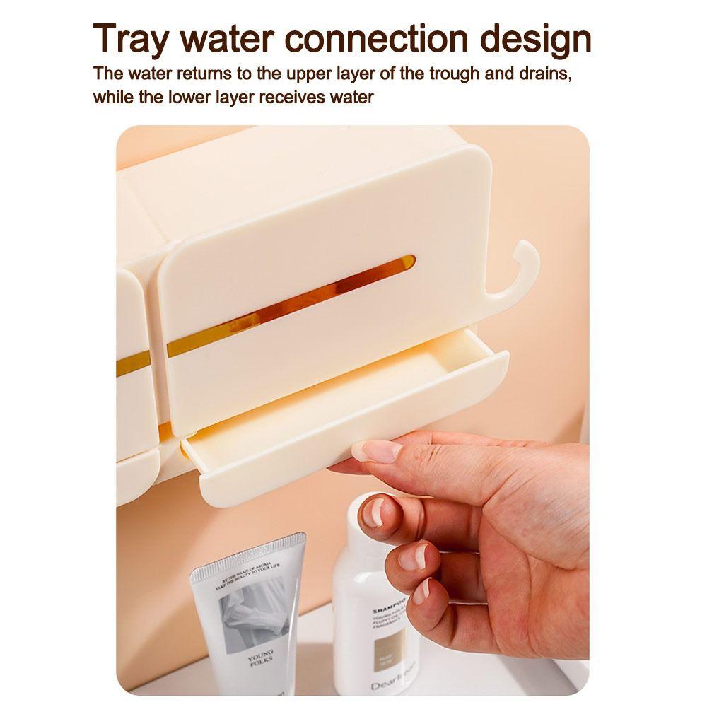 New Flip Soap Dish Waterproof Wall Mounted Soap Holder Punch-Free Bathroom Drain Soap Box Bathroom Accessories