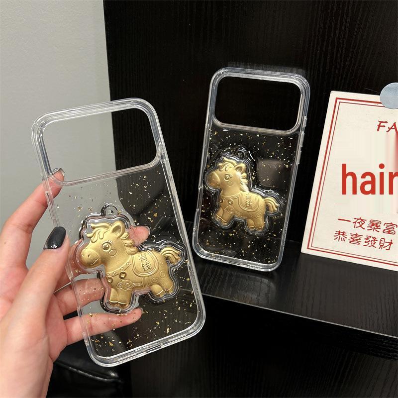 Epoxy Gold Foil Drops Soft Case for iPhone 13/14/15/16 Pro Max
