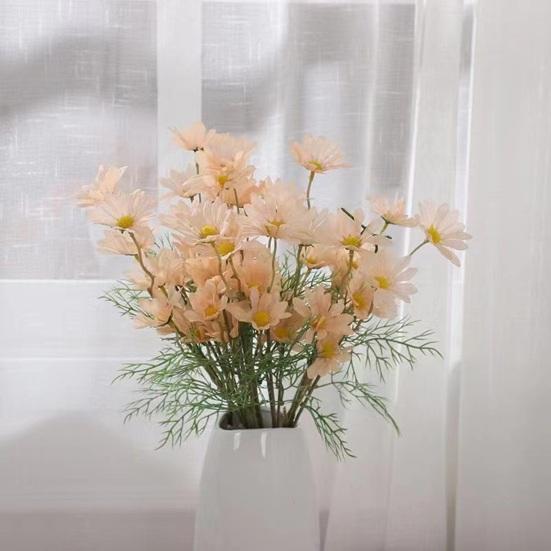 Artificial Flowers 5 Heads Faux Silk Wildflowers with Stems Fake Spring Flower Bouquet for Home Wedding Garden Vase Decor