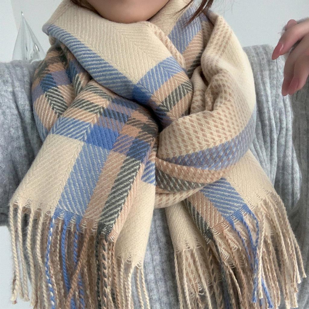 New autumn and winter long scarf women's winter Korean and Japanese version student Christmas imitation cashmere college versatile plaid shawl
