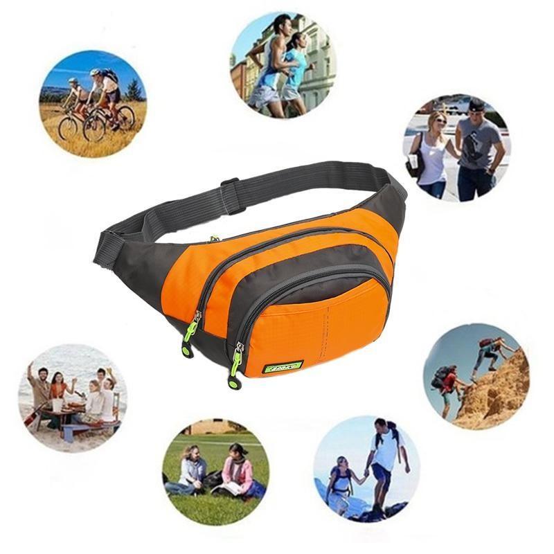 Men's Waist Bag Canvas Bag Large Capacity Water Ripple Chest Bag Sports Phone Bags Fashion Multi-functional Outdoor Waterproof Bum Bag