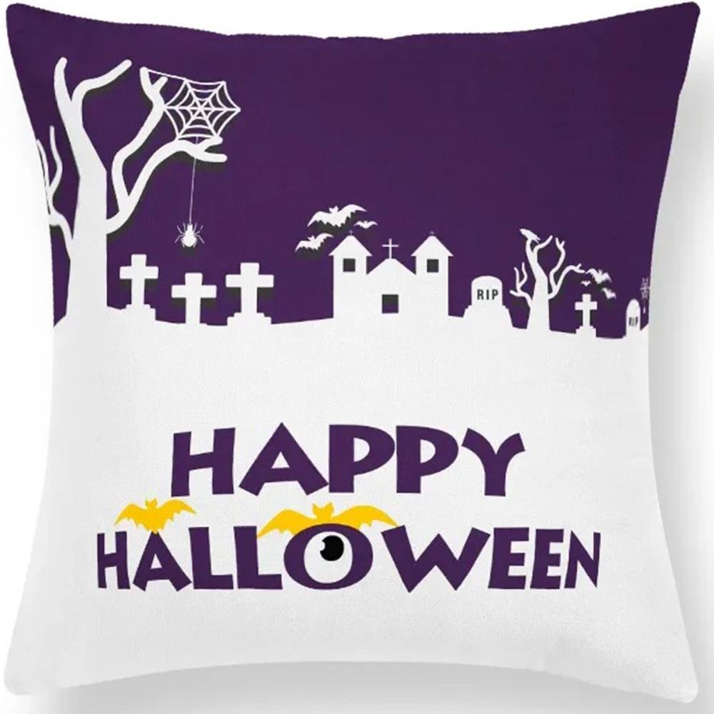 Halloween Dekorativt Kuddfodral Sött Spöke Pumpa Kattmönster Kuddfodral Lämpligt för Hem Vardagsrum Soffa Rum