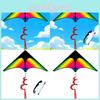 Triangular Kite With Rainbow Colors And Glassfiber Frame For Kids Outdoor Flying Activities