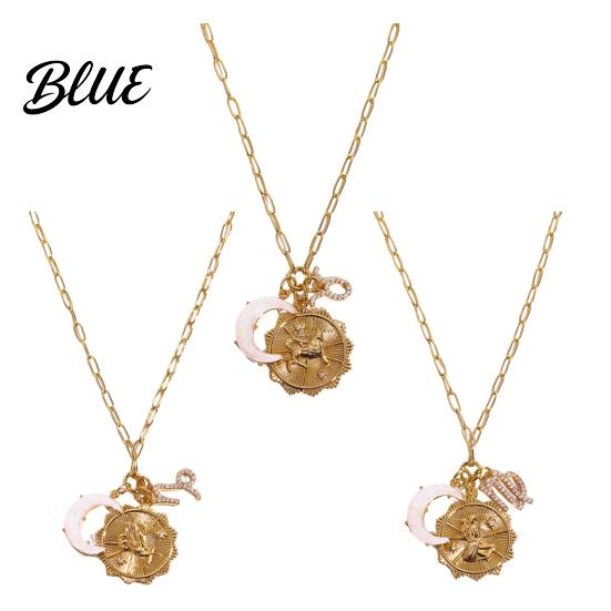 Unique Faux Opal Pendant 12 Constellations Necklace Moon Charm Constellation