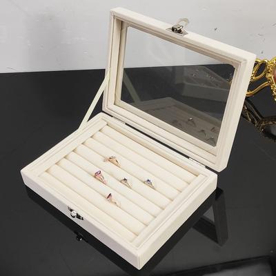 Flannel Jewelry Box Jewelry Storage Case with Safety Lock for Necklace Earrings Bracelets Rings