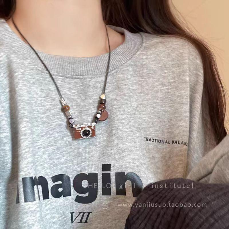 Vintage Personality Camera Splicing Adjustable Necklace Male Niche Hip Hop Hottie Sweet Cool Sweater Chain Female