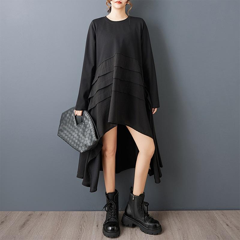 Long sleeve plus size Black vintage e new in dresses for women casual loose spring autumn dress