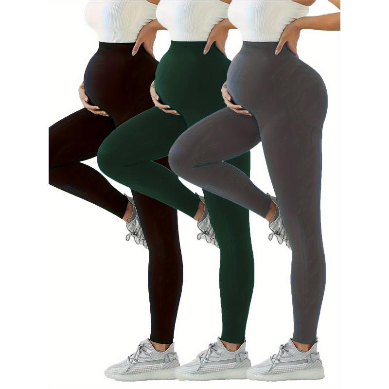 Seamless Black Maternity Pants with Crotch Design Medium армия зеленый/чёрный