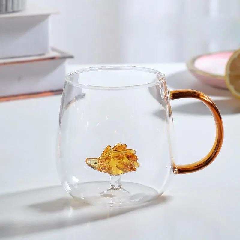 FATUBE Creative High Borosilicate glass Cup Three-Dimensional Animal/Plant Shape Single Layer Coffee Milk Cute Transparent cup
