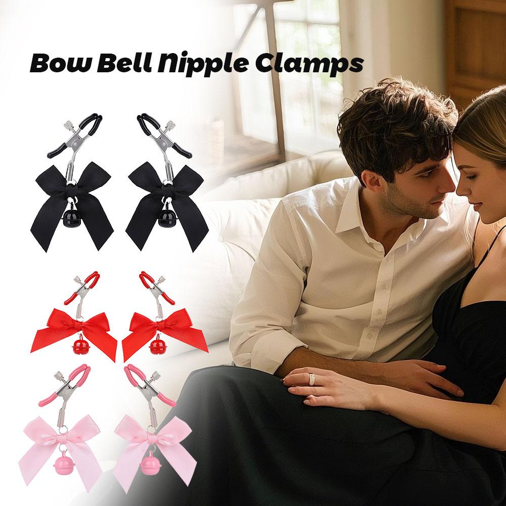 Sexy Bow Adjustable Nipple Clamp Breast Bdsm Small Bell Adult Fetish Flirting Teasing Sex Toy Nipple Clip Breast BDSM Small Bell