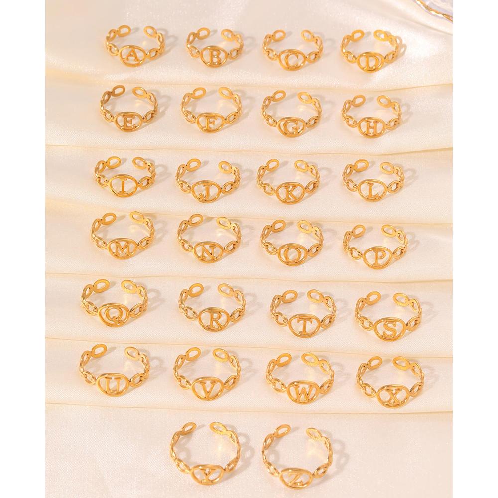 

Кольца из нержавеющей стали 26 букв Геометрическое полое Регулируемое открытое кольцо Стильное простое кольцо для женщин Циркон Банкетные подарки U