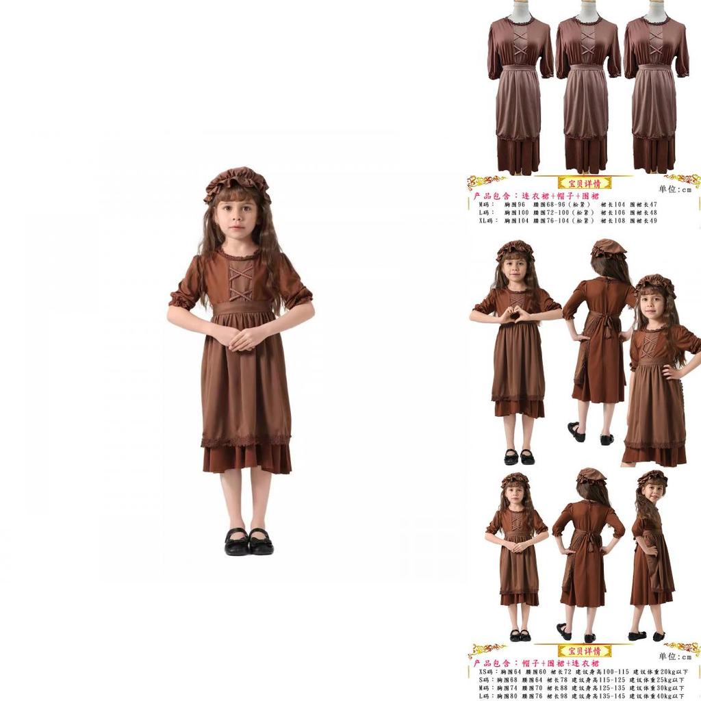 Medieval Peasant Costume For Children Adults With Polyester Fabric For Stage Play Performances