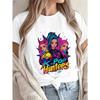European Size Three Cartoon Female Characters Pink Hair with hornsPure Fashionable Women's T-shirt, Casual Commuting, Round Neck