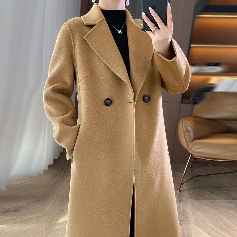 Wool Double-sided Woolen Middle-aged Mother Coat Women's Autumn and Winter Long Over-knee Slim-fitting and Thin Autumn and Winter Coat