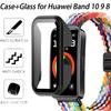 Case+Glass for Huawei Band 10 9 8 Anti-falling HD Screen Tempered Glass Film Protective PC Shell for Huawei Band 9 10 Cover Case
