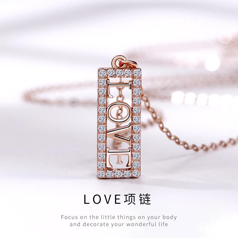 

Ожерелье с надписью LOVE, женское, простое, легкое, роскошное, нишевое, дизайн, цепочка на ключицу