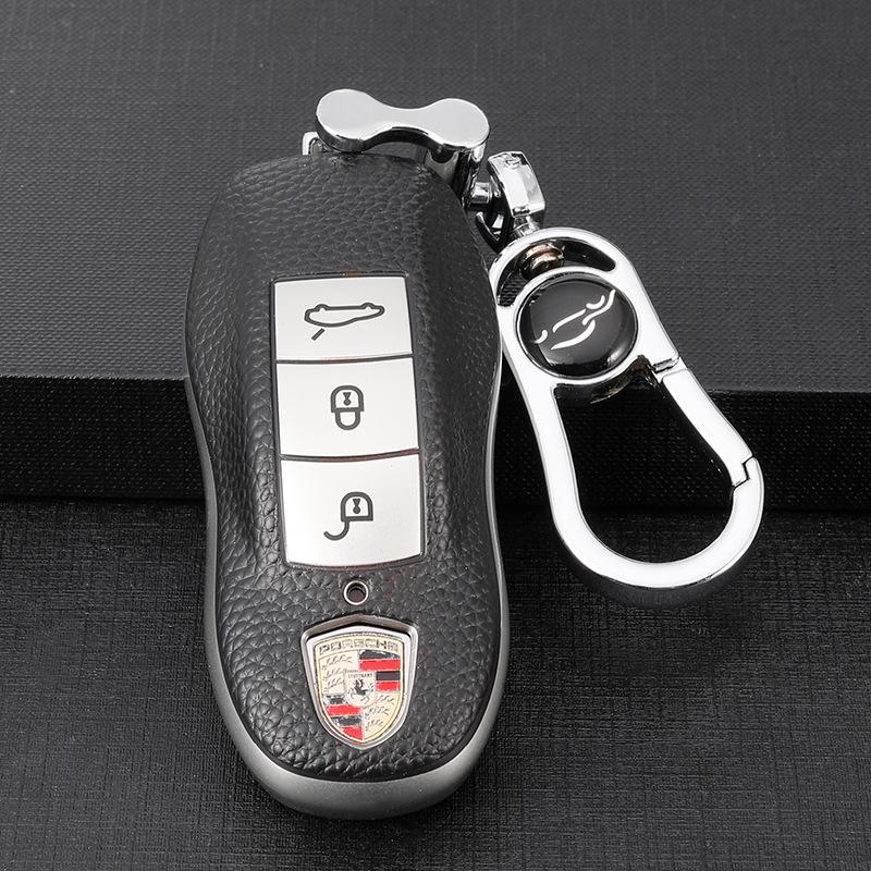 Porsche Compatible Key Case for Cayenne, Macan, Panamera, and 718 - Unisex Remote Keybag with Buckle