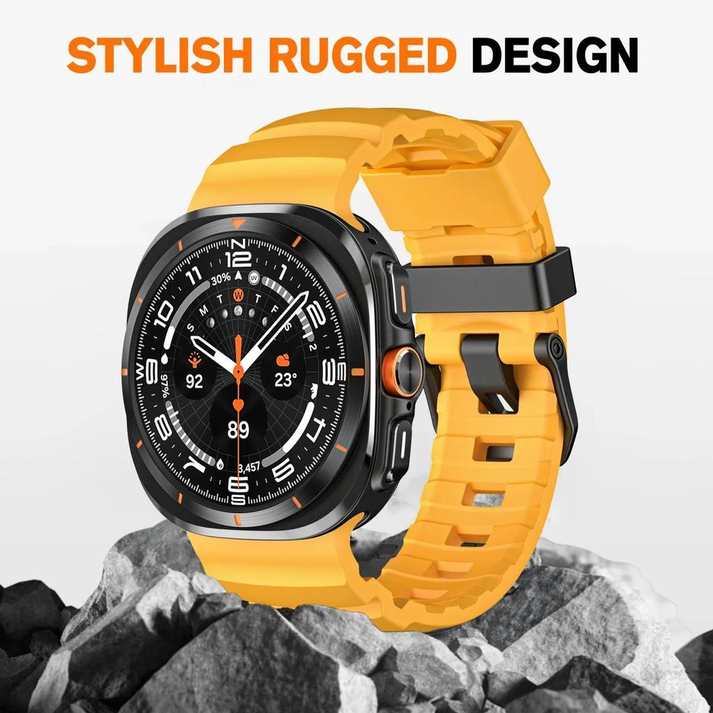 Miękki gumowy pasek do Samsung Galaxy Watch Ultra 47mm Pasek Męska sportowa bransoletka do Samsung Galaxy Ultra 47 Zakrzywione końcówki Pasek na nadgarstek