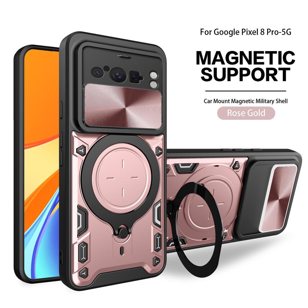 Magsafe Magnetische Kameraschutzhülle für Google Pixel 8 Armor Hybrid Metallring-Rückabdeckung für Google Pixel 8 Pro