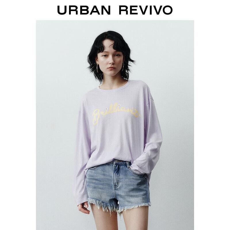 UR 2025 Women s Casual Letter Loose Long Sleeve T-Shirt S