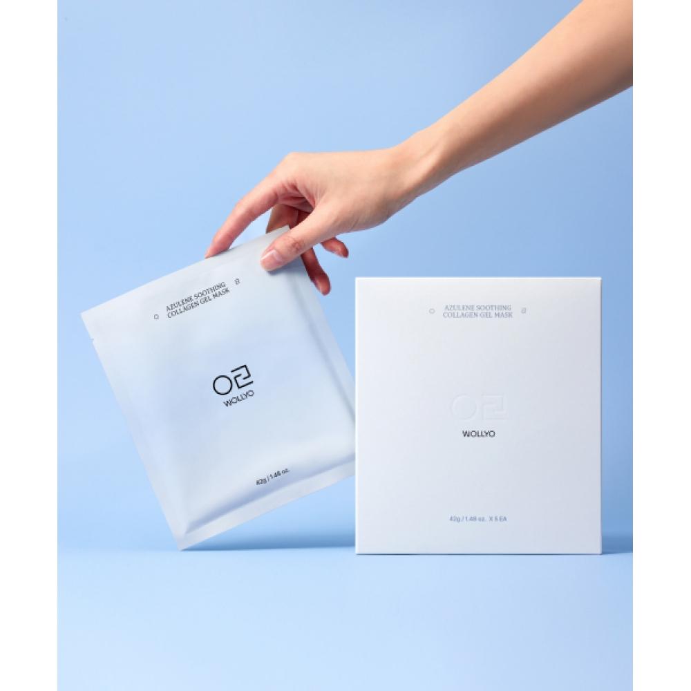 Wollyo Azulene Soothing Collagen Hydrogel Mask 42g 5 Sheets