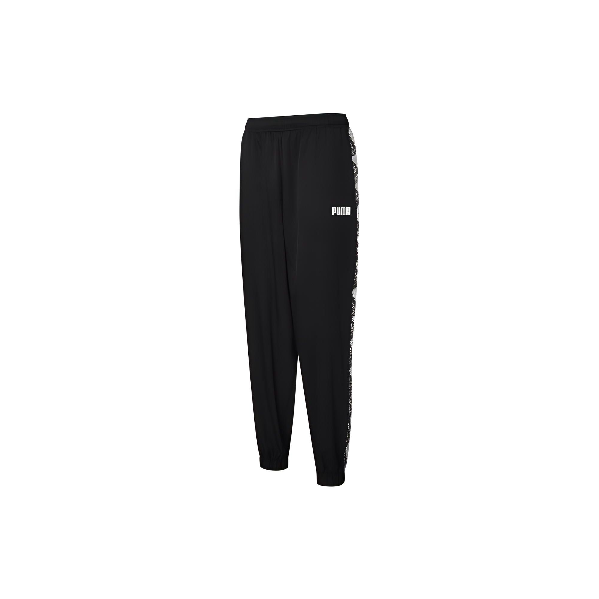 

Puma Snake Print Logo Cuffed Casual Long Pants Women bottoms Black 845893-01 XS