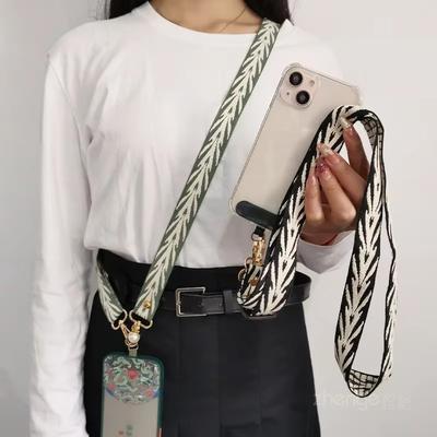 Adjustable Mobile Phone Lanyard Crossbody Card Neck Cord Clip Hang Lanyard Cute Pearl Hanging Ornaments Charm Anti-lost Lanyard