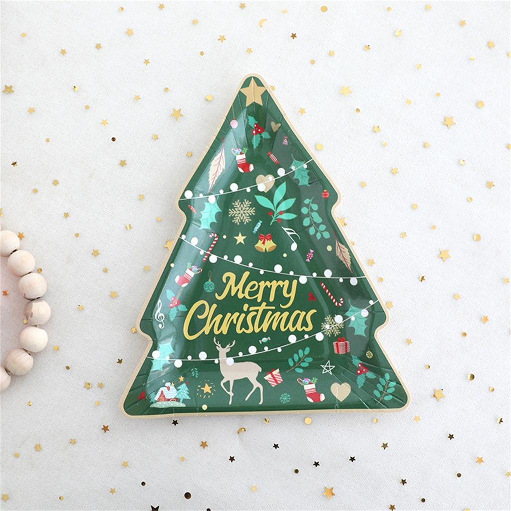 Christmas Table Decorations Christmas Disposable Christmas Tree Paper Plate Rectangular For Merry Christmas Party Supplies