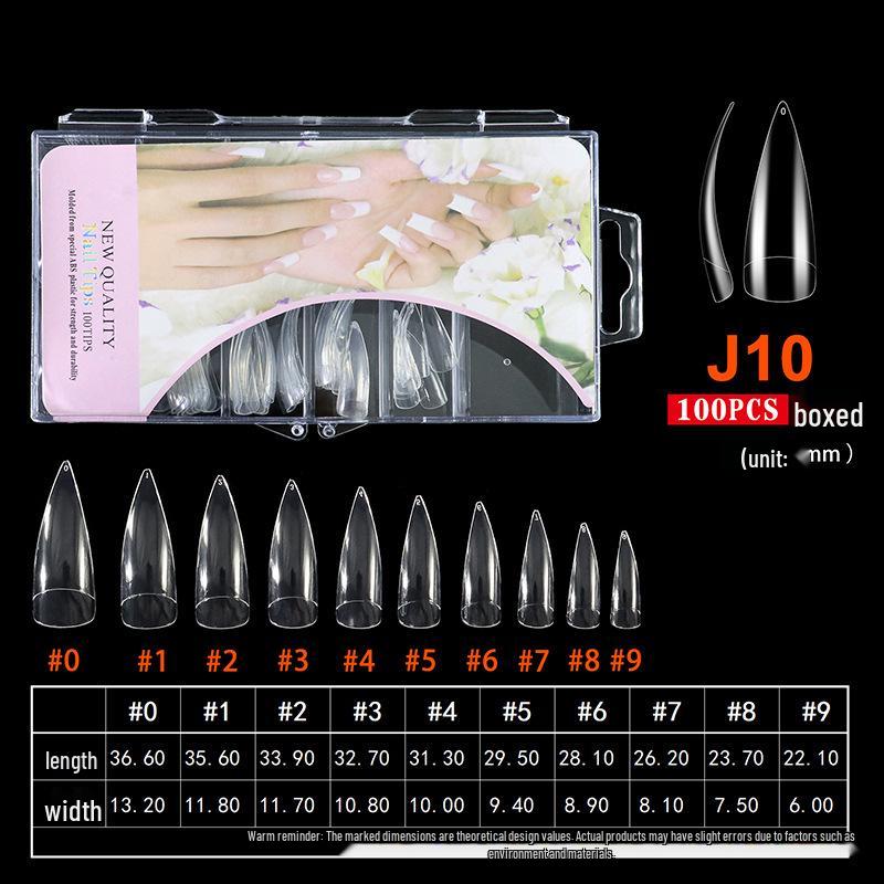 Ultra-Thin Transparent Wearable Nail Tips, Full/Half Cover, Natural Color, 100-Piece Box.